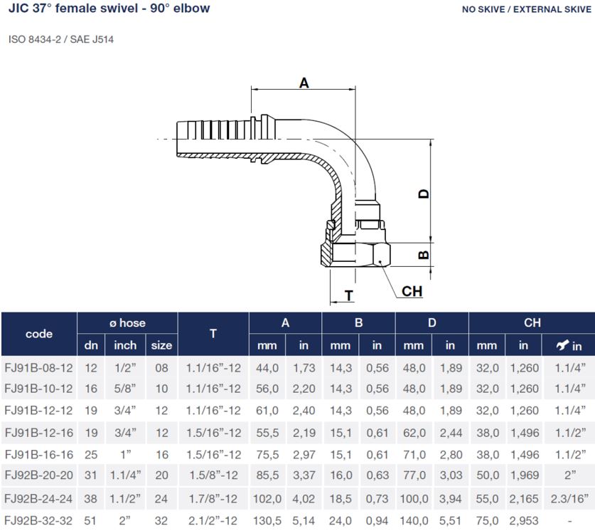 JIC 1" Female 90° Elbow X 1" Hose End - Image 2