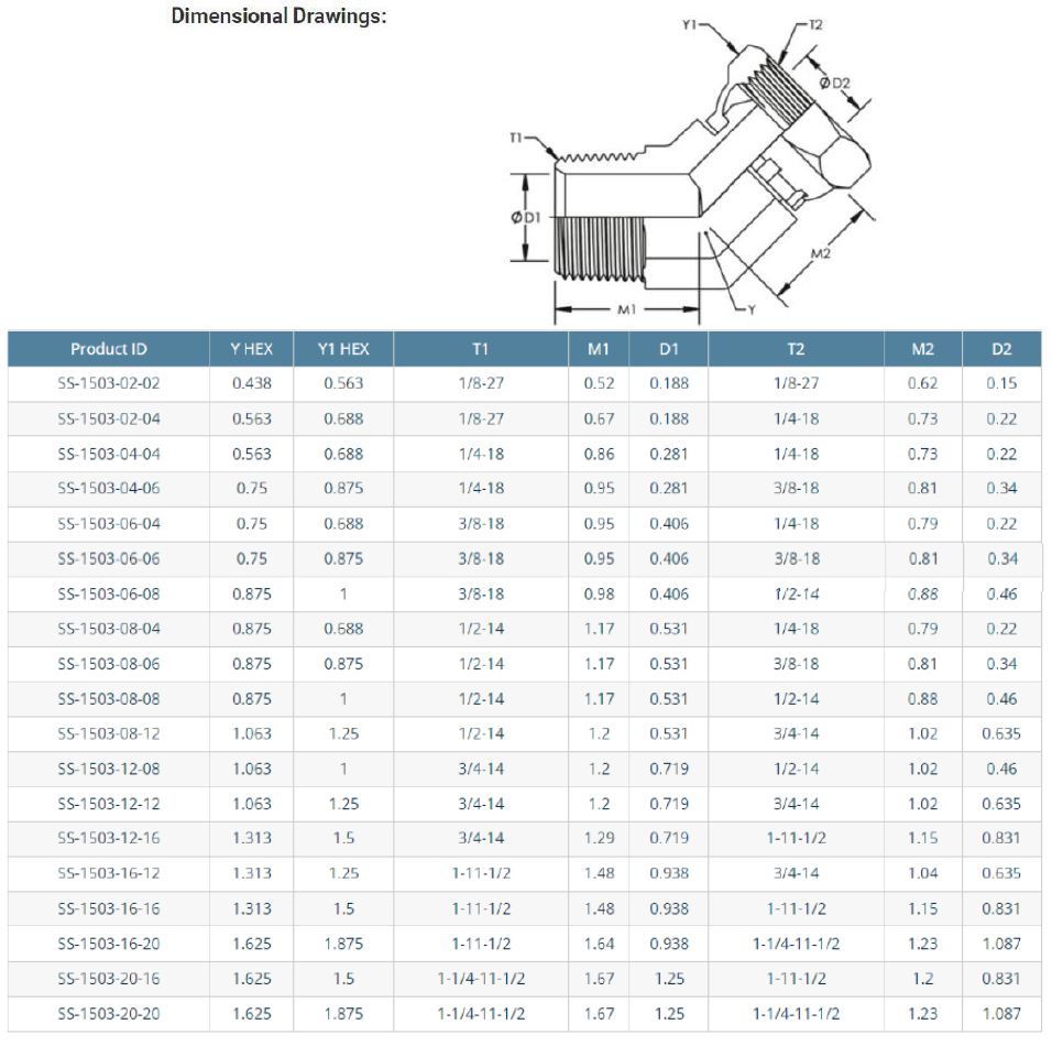 NPT M 3/8" x NPT F Swivel 3/8" 45° Elbow - Image 2
