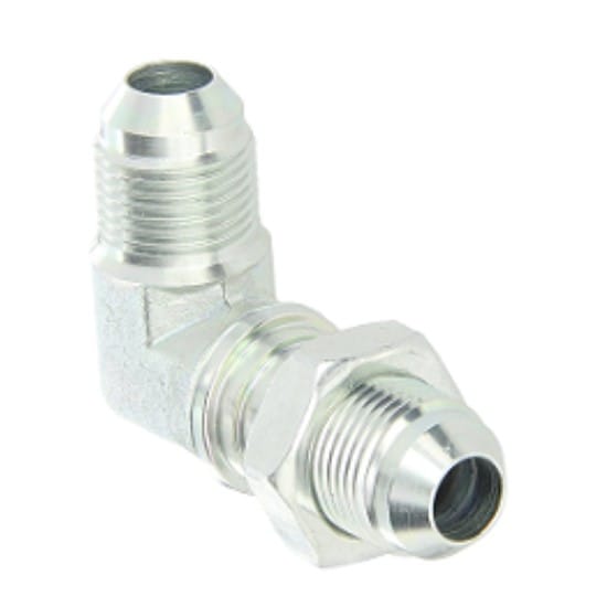 AS-3030B9.jpg JIC M 1/4" x JIC M 1/4" Bulkhead with Locknut 90° Elbow