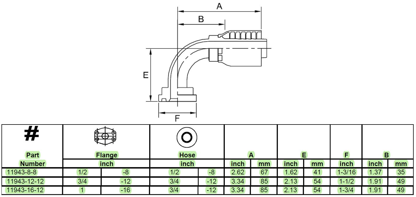 SAE Flange Head 90° Elbow 1/2" - 1/2" - Image 2