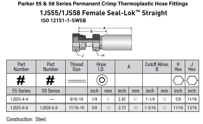 55 Series 3/8" ORFS O-Lok Swivel to 3/8" Hose End - Image 2