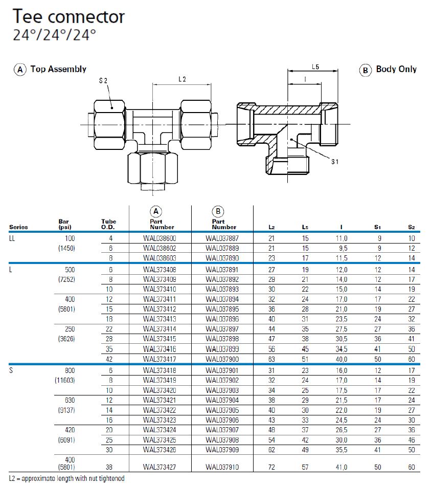 30S Metric Male Equal Tee - Image 3